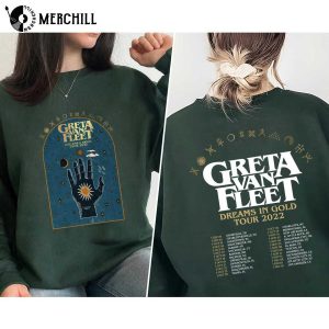 Greta Van Fleet Tour 2022 Sweatshirt Dreams In Gold Tour Moon Phase