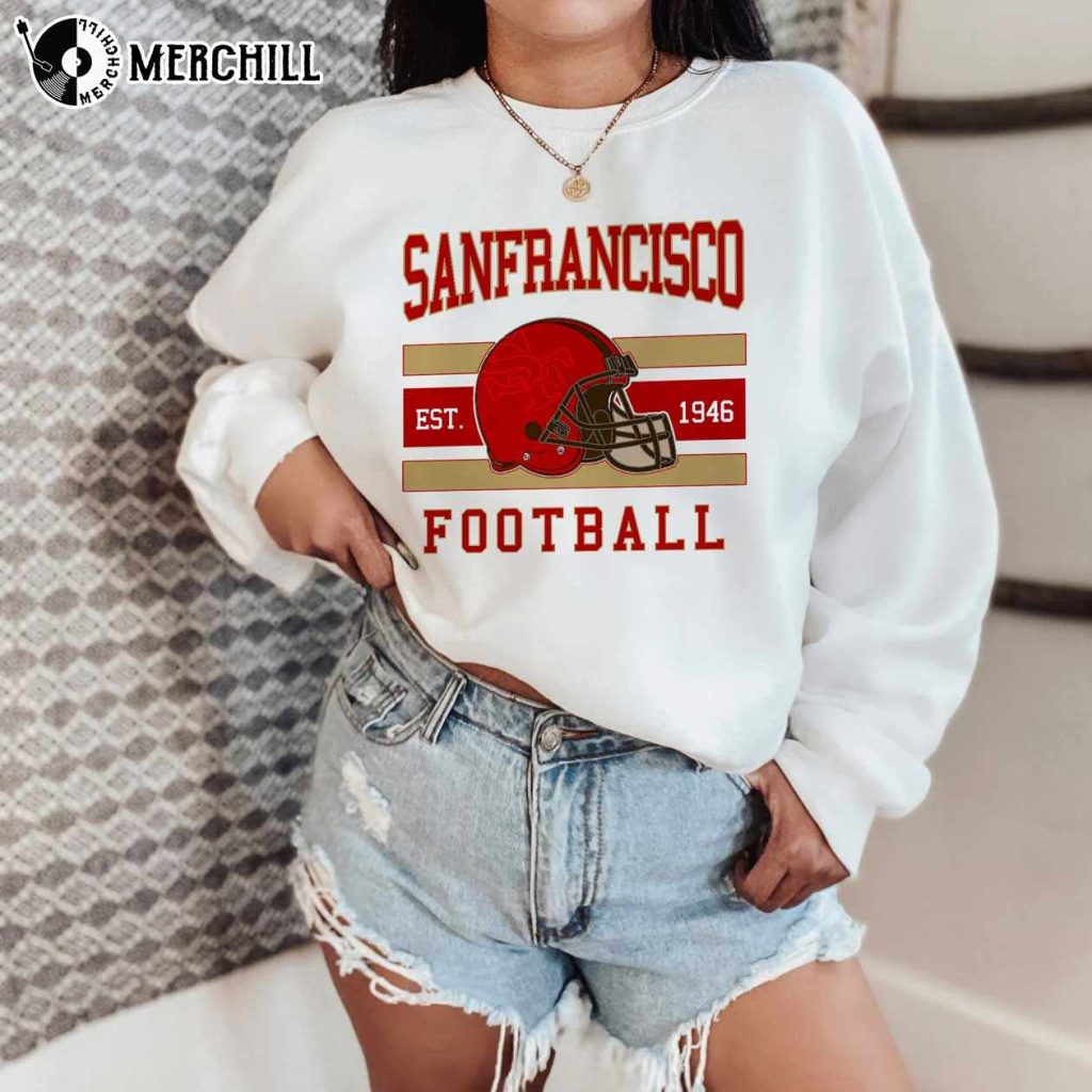 Vintage San Francisco Football Crewneck Sweatshirt 49ers Fan Gift Happy Place for Music Lovers