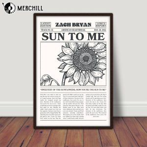 Zach Bryan Retro Newspaper Print Sun to me Poster