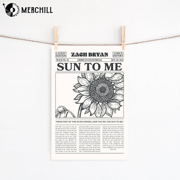 Zach Bryan Retro Newspaper Print Sun to me Poster