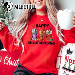 Happy Hallothanksmas Sweatshirt Cute Christmas Sweater 3