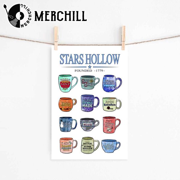 Mugs of Stars Hollow Annual Events Poster Gilmore Girls Gift