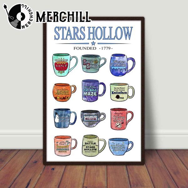 Mugs of Stars Hollow Annual Events Poster Gilmore Girls Gift