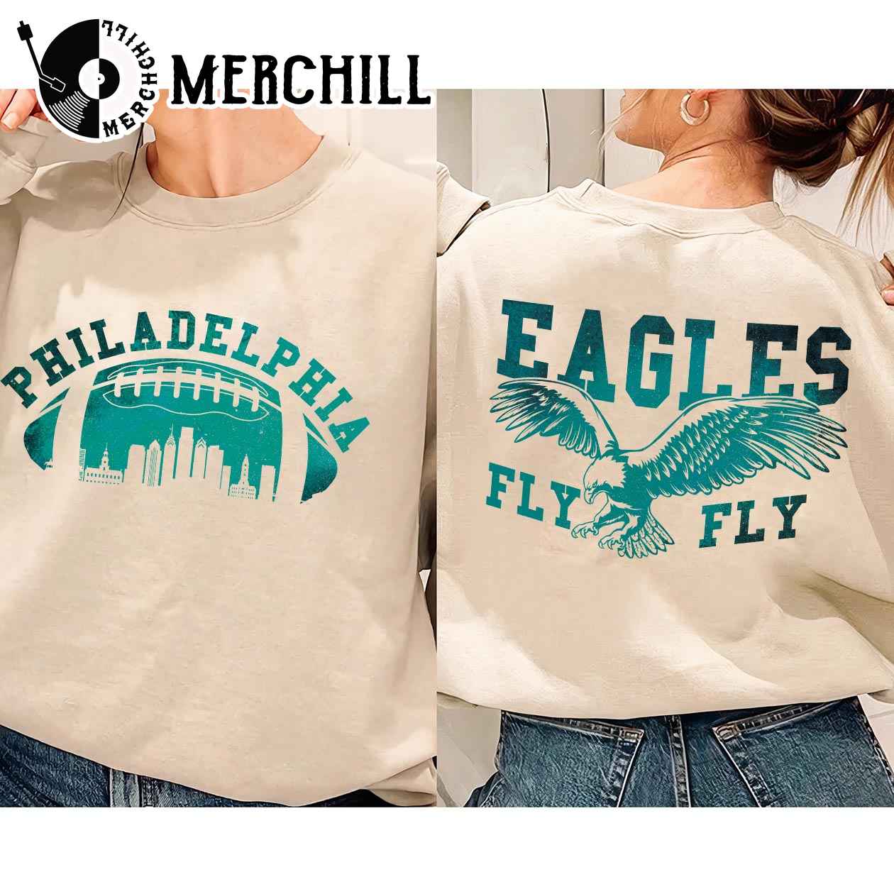 Philadelphia Eagles Sweatshirt Vintage Philly Gifts for Him - Happy Place  for Music Lovers