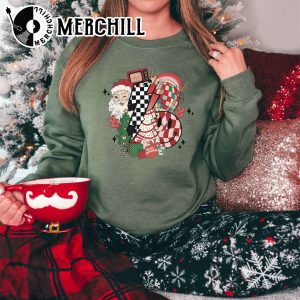 Retro Smiley Face Christmas Sweatshirt Cute Winter Holiday Gift