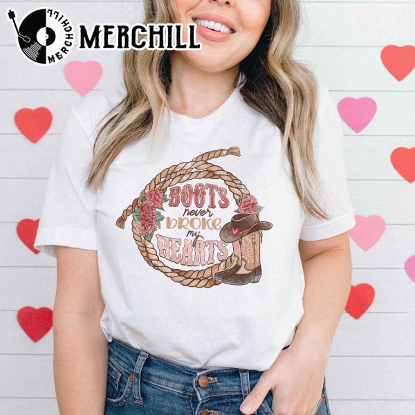 Boots Nerver Broke My Hearts Sweashirt Western Valentines Day Gift