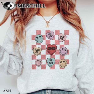 Candy Heart Smiley Face Shirt Retro Valentines Day Gift 4