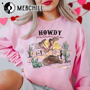 Howdy Valentine Sweatshirt Retro Cowboy Valentines Gift 2