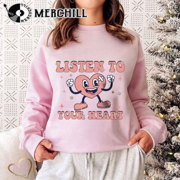 Listen to Your Heart Shirt Retro Valentines Day Gift