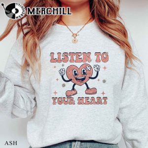 Listen to Your Heart Shirt Retro Valentines Day Gift 4