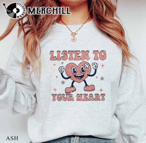 Listen to Your Heart Shirt Retro Valentines Day Gift