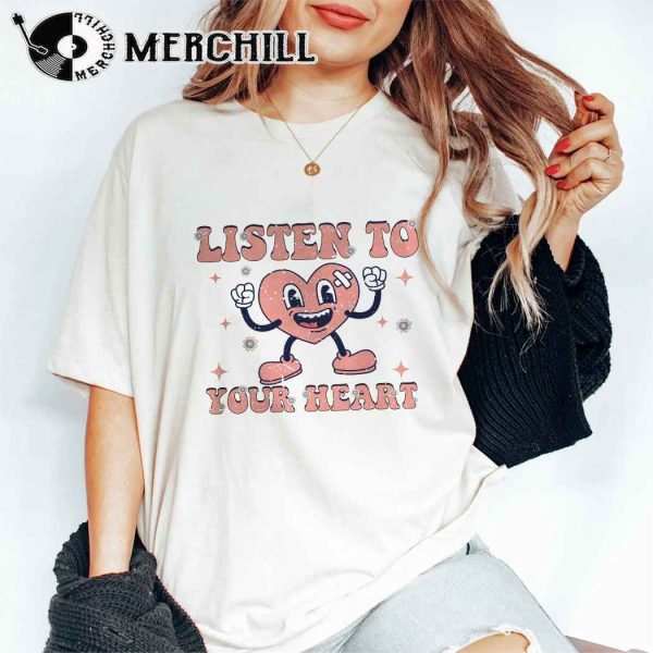 Listen to Your Heart Shirt Retro Valentines Day Gift