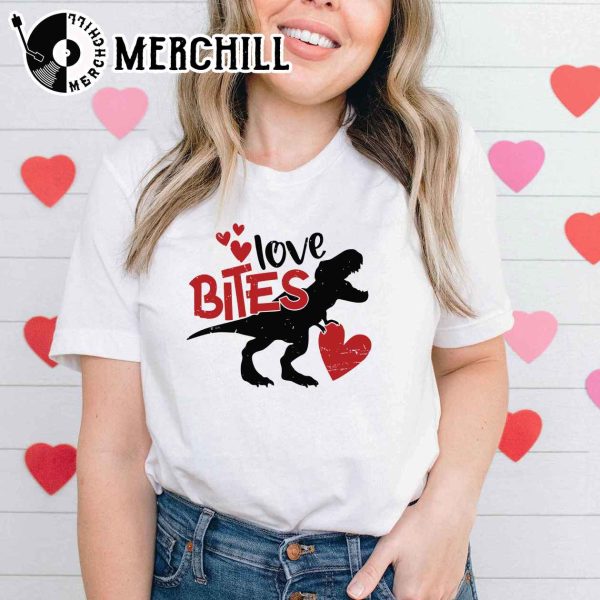 Love Bites Dinosaur Shirt Cute Valentines Day Girl Gift