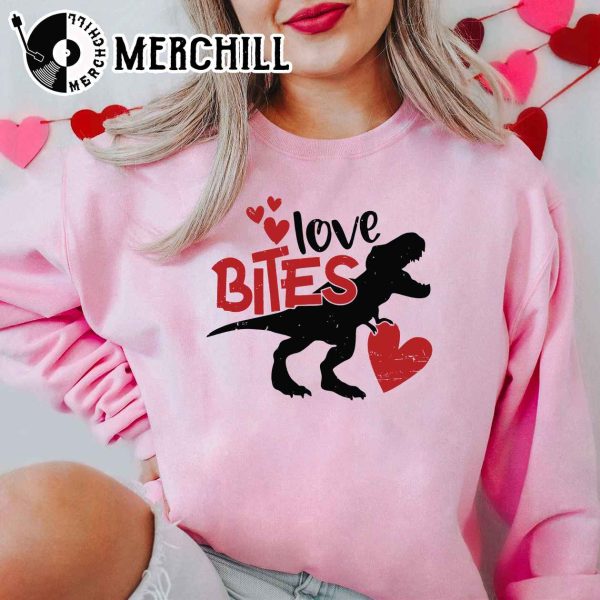 Love Bites Dinosaur Shirt Cute Valentines Day Girl Gift