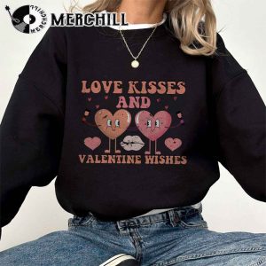 Love Kisses and Valentine Wishes Shirt Retro Valentines Day Gift 2