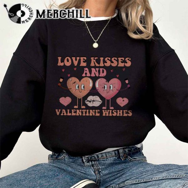 Love Kisses and Valentine Wishes Shirt Retro Valentines Day Gift