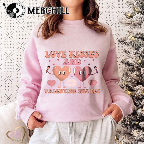 Love Kisses and Valentine Wishes Shirt Retro Valentines Day Gift