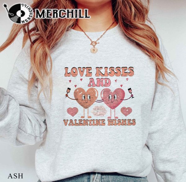 Love Kisses and Valentine Wishes Shirt Retro Valentines Day Gift