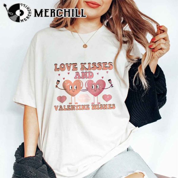 Love Kisses and Valentine Wishes Shirt Retro Valentines Day Gift