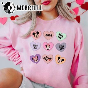 Mickey Heart Minnie Candy Heart Shirt Valentine Matching Sweater 3