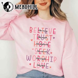 Retro Christian Valentine Shirt Believe Like Mary Trust Like Joseph 4