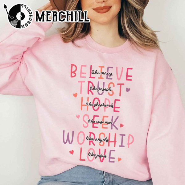 Retro Christian Valentine Shirt Believe Like Mary Trust Like Joseph