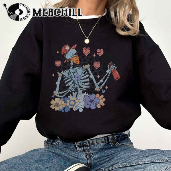 Skeleton Valentines Day Womens Crewneck Retro Valentine Gift for Lover