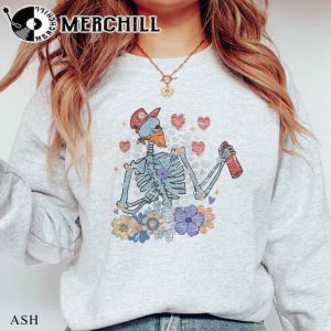Skeleton Valentines Day Womens Crewneck Retro Valentine Gift for Lover 4
