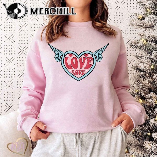 Valentines Rock and Roll Shirt Vintage Valentines Day Retro Heart Wings