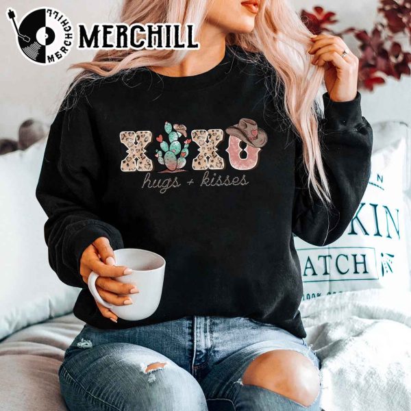 XOXO Hugs and Kisses Sweatshirt Western Valentine Tee Valentine’s Day Gift For Women