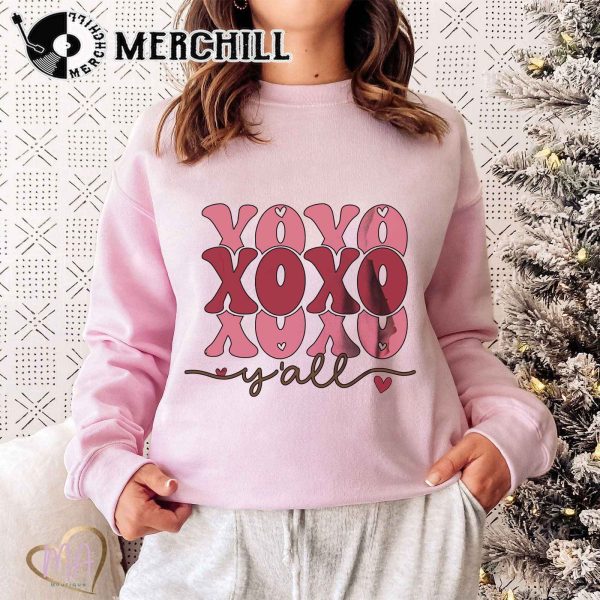 XOXO Y’all Retro Valentines Shirt Cute Valentine’s Day Crewneck