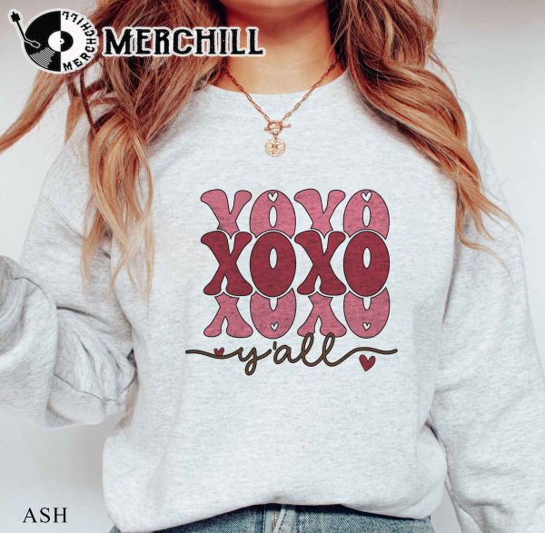 XOXO Y’all Retro Valentines Shirt Cute Valentine’s Day Crewneck