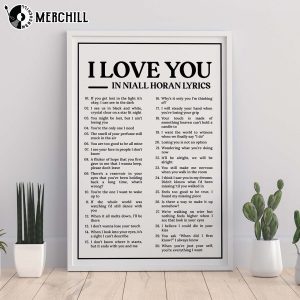 I Love You in Niall Horans Lyrics Poster Niall Horan Fan Gift 3
