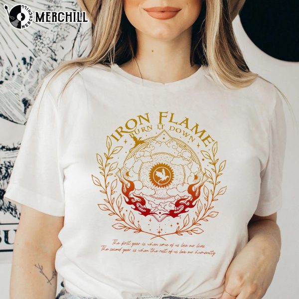 Iron Flame Inspired Shirt Fourth Wing Basgiath War College Burn It Down