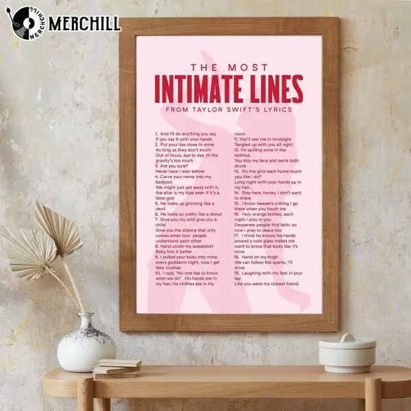 Taylor Swift Intimate Lyrics Poster Gift for Swiftie