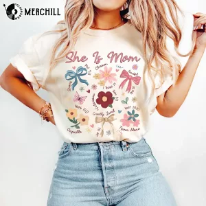 Boho Floral She Is Mom Shirt Funny Gift ideas for Mum