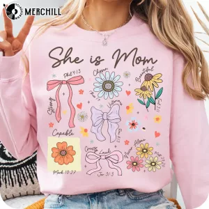 Boho Floral She is Mom Coquette T Shirt Gift Ideas for Mum 2