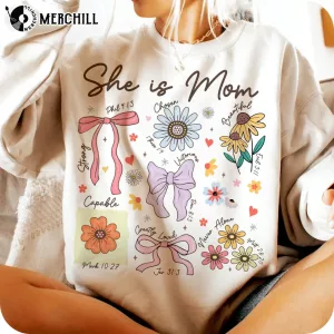 Boho Floral She is Mom Coquette T-Shirt Gift Ideas for Mum