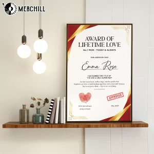 Custom Award of Lifetime Love Poster Best Mothers Day Gift