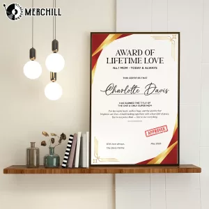 Custom Award of Lifetime Love Poster Best Mothers Day Gift 7