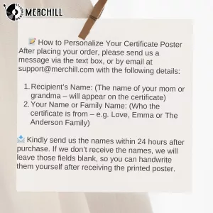 Custom Best Mom Certificate Personalized Mothers Day Gift 1