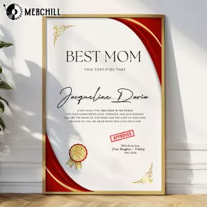 Custom Best Mom Certificate Personalized Mothers Day Gift 3