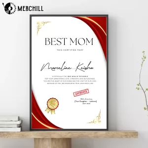 Custom Best Mom Certificate Personalized Mothers Day Gift 4