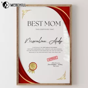 Custom Best Mom Certificate Personalized Mothers Day Gift 5