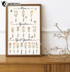 Custom Birth Flower Poster for Grandma Meaningful Mothers Day Gift 2