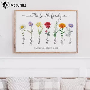 Custom Birth Flower Poster for Nana Presents Personalized Mothers Day Gift