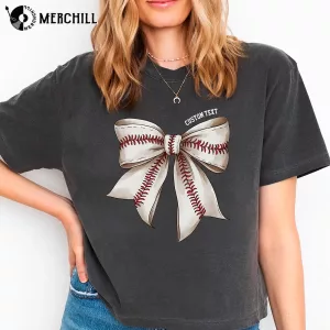 Custom Coquette Bow Baseball Mom Tee Best Gift Ideas for Mum 4