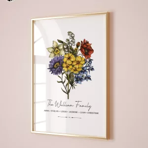 Custom Family Birth Flower Art Print – A Heartwarming Mother’s Day Gift