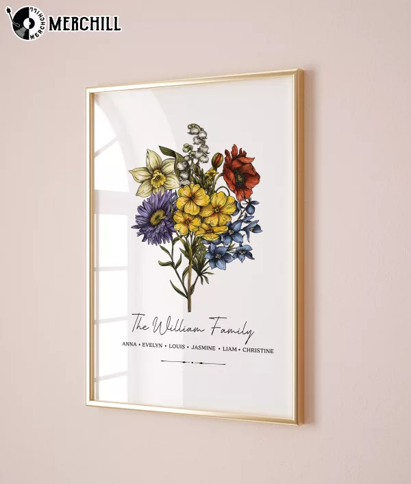 Custom Family Birth Flower Art Print – A Heartwarming Mother’s Day Gift