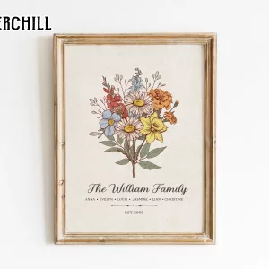 Custom Family Birth Month Flowers Poster Unique Mother’s Day Gifts